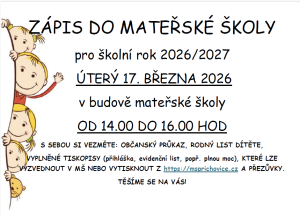 Zápis do MŠ 2026/2027